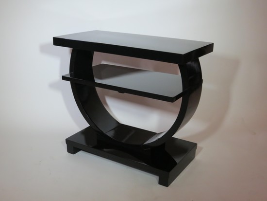 Modernage American Art Deco Black Lacquer Side Table Short